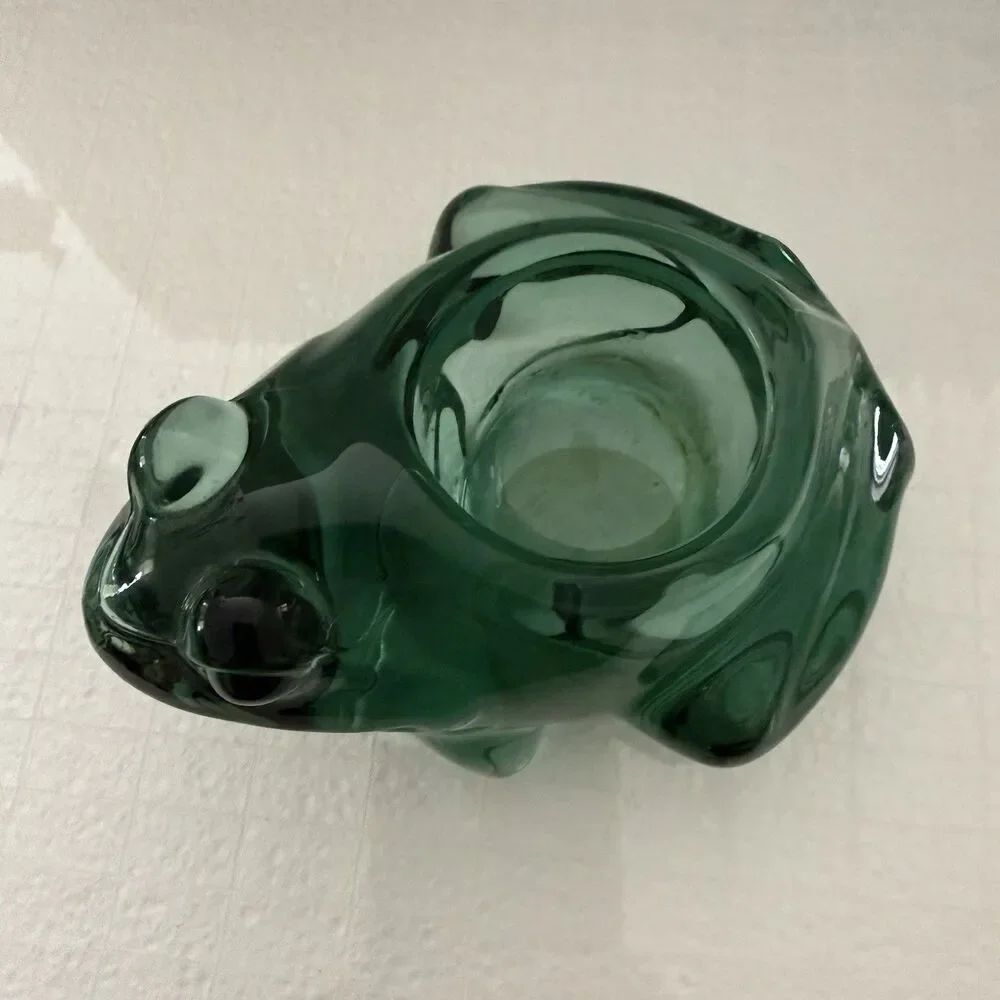 Indiana Glass Green Glass Frog Votive Candle Holder 4.5